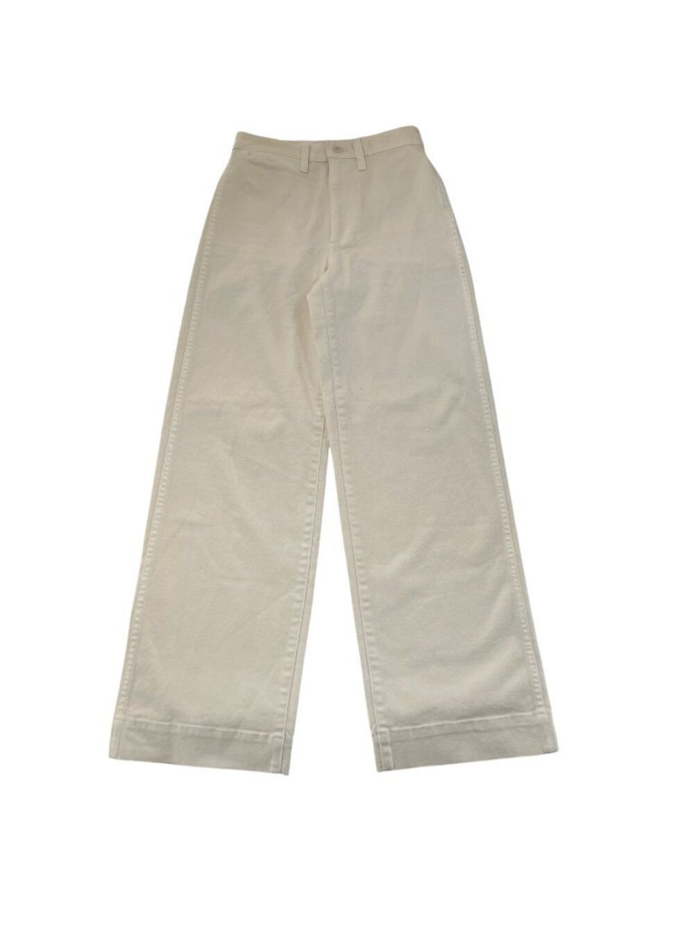 Madewell NWT Women's Slim Emmett Full-Length Pants Cream Cotton Blend Size 24